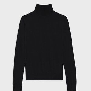 Theory Black Turtleneck Sweater in Regal Wool